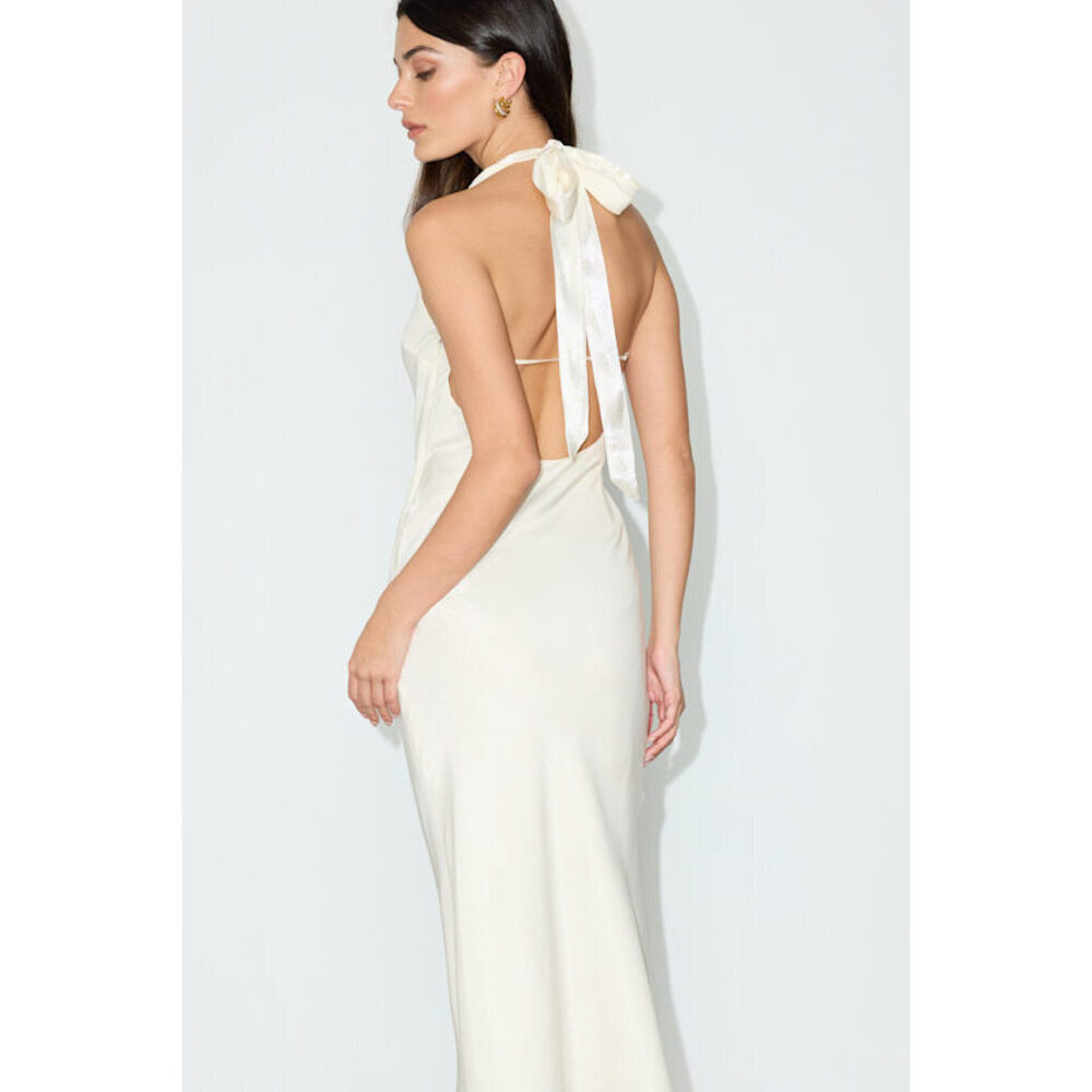 Lulus Olandria Ivory Halter Midi Slip Dress White - Size XL